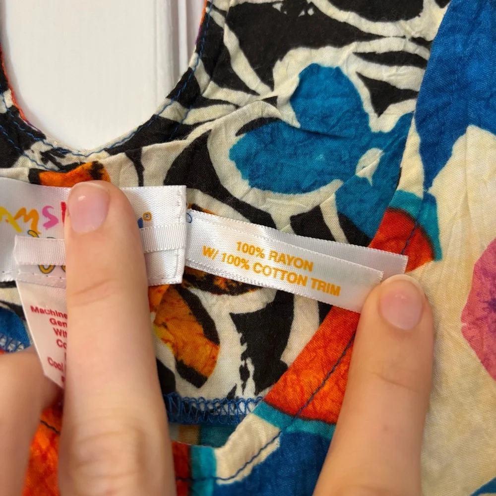 Jams World Voile Retro Multi Floral Rayon Cotton Sleeveless Tank Dress Ruffle M - Picture 6 of 9